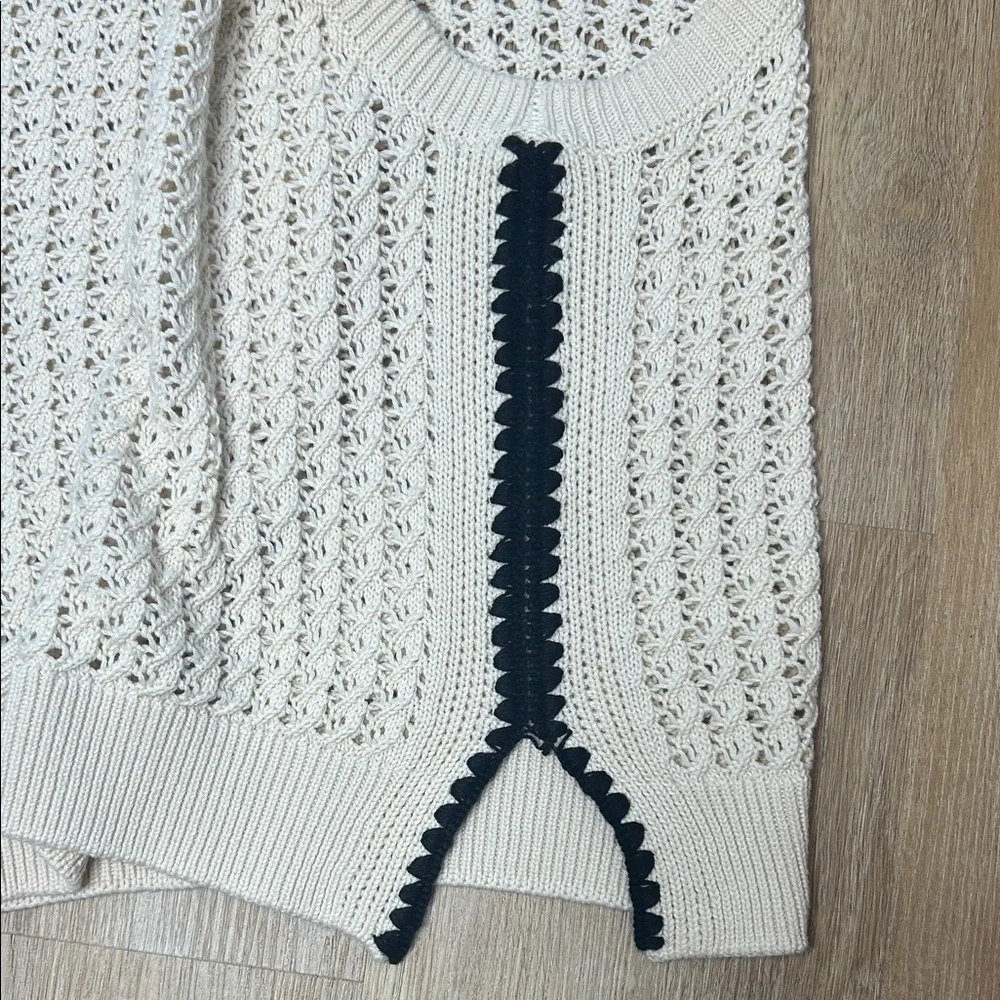 Varley Delaney Cream and Black Open Stitch Sweater Vest - Picture 7 of 12